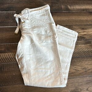 LOFT NWT cream‎ linen blend pants 2